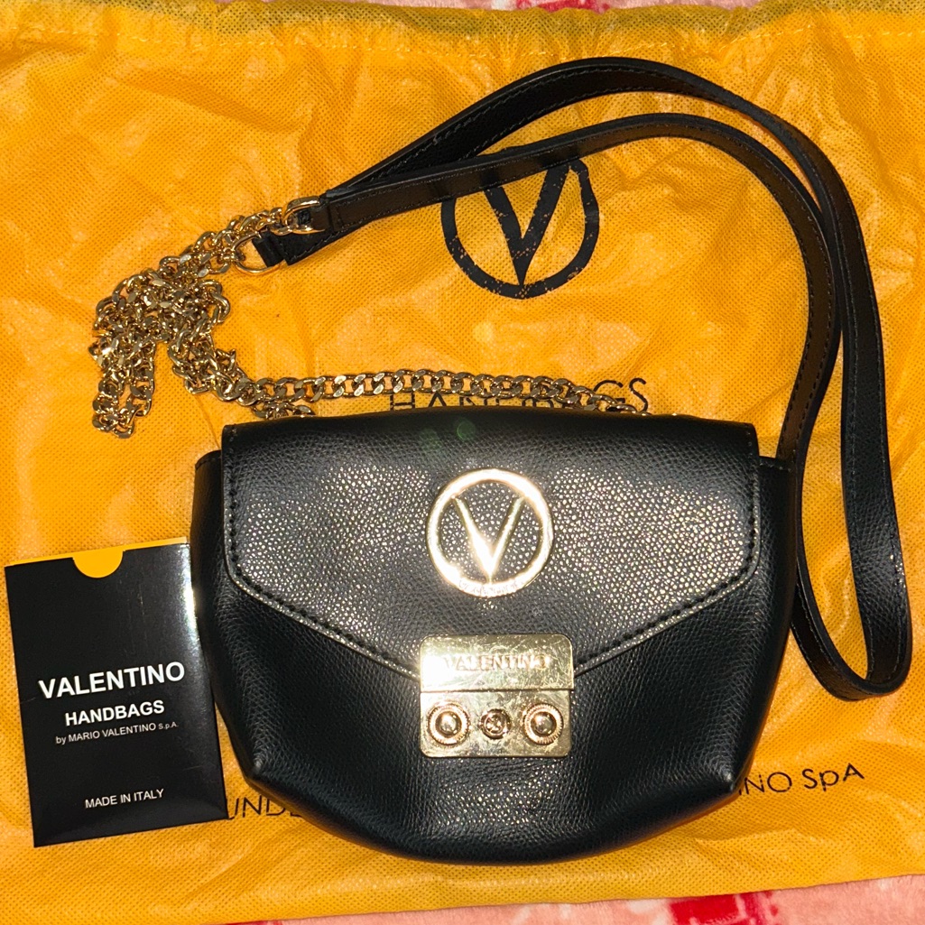 Valentino Black And Gold Crossbody Bag